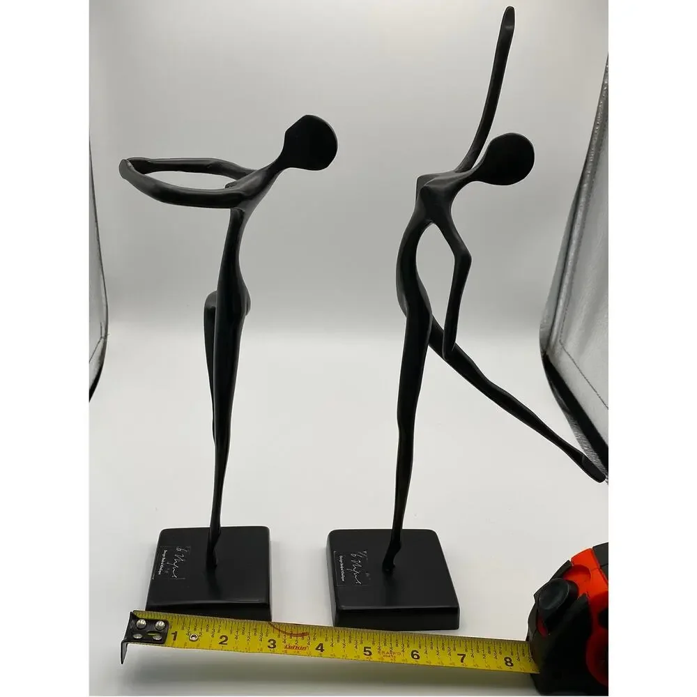 Pair Bodrul Khalique Modern Abstract Metal Dancer Sculptures